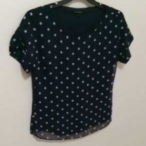 Banana Republic Blue Fitted Polka-dot Blouse